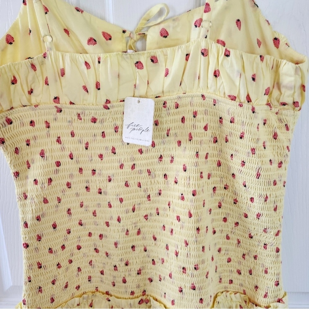 Free People Yellow Maxi Dress with strawberries Print - Picture 4 of 4